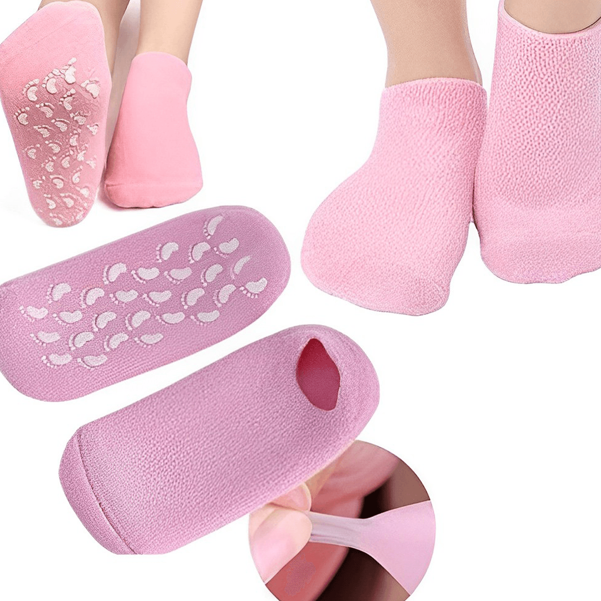 Silicone socks for exfoliating and moisturizing the feet